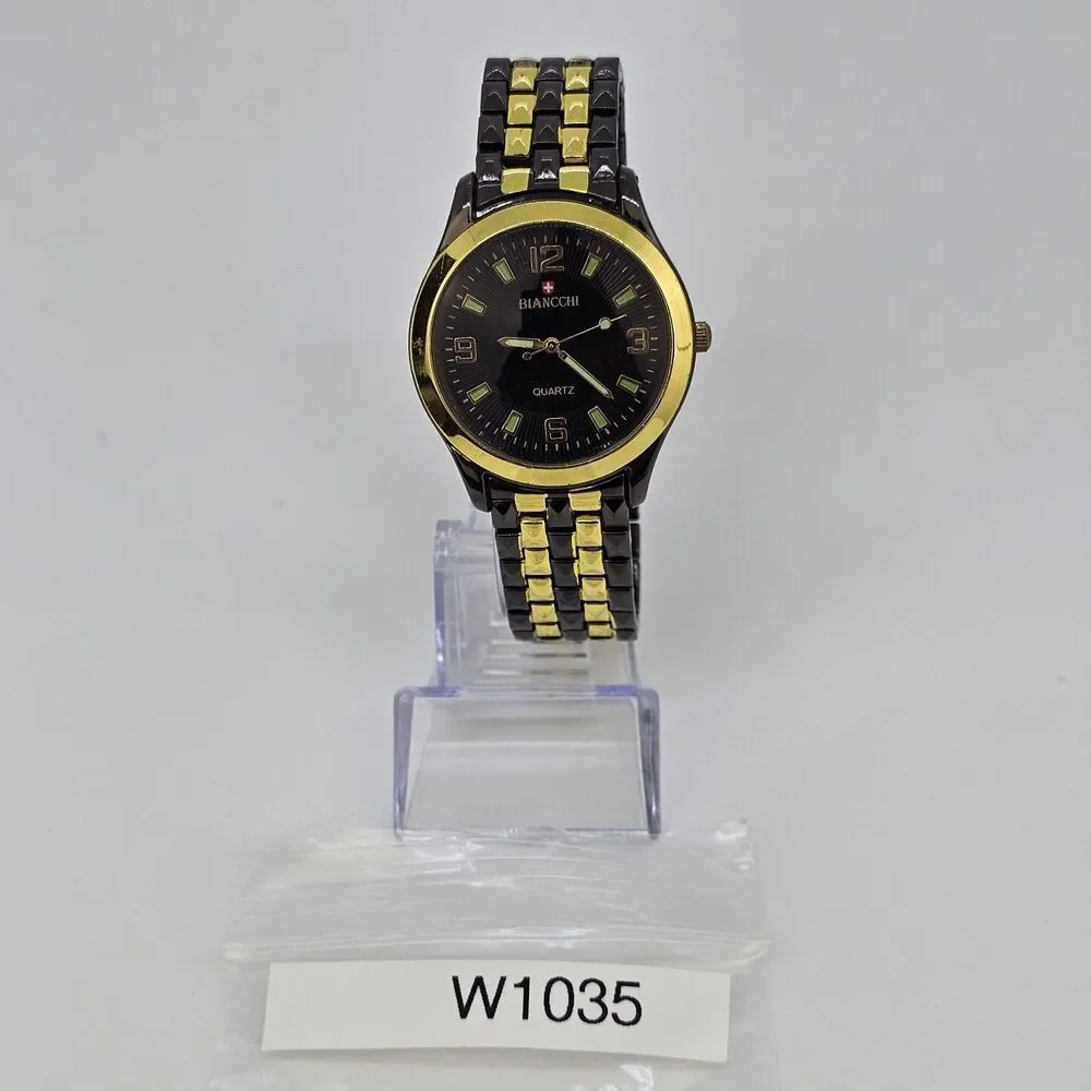 Men's Watch 38MM Black Dial Case Black Gold Bracelet 7.5